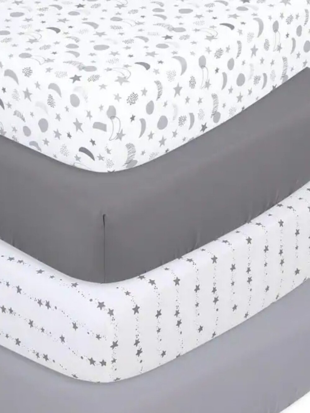 4 - Space-Themed Gray and White Fitted Sheet Set & Matress Cover